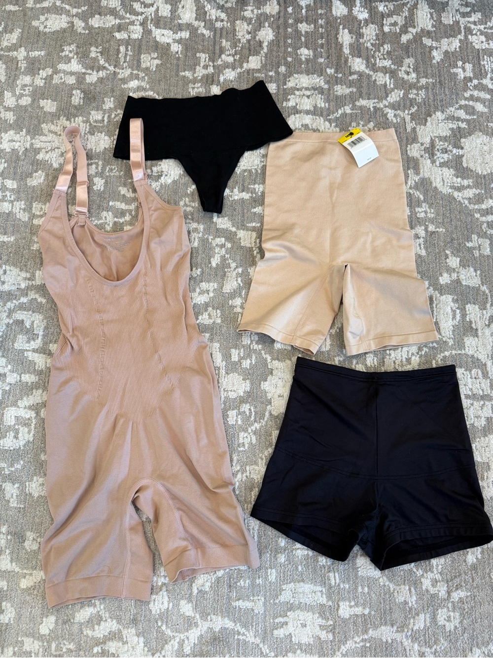 Shapewear Bodysuit and Shorts Set in Nude & Black
